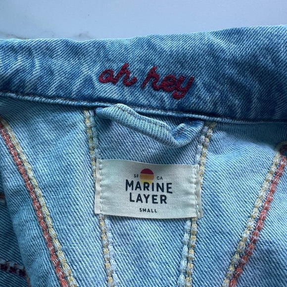 Marine Layer jacket coat size Small embroidered denim jean sun - Picture 9 of 10